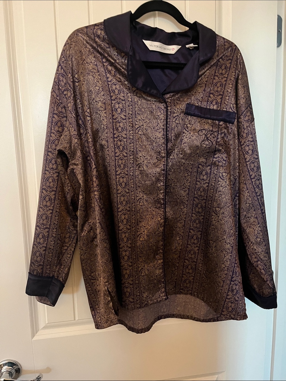 Victoria's Secret Metallic Paisley Jacket in Brown and Black Trim